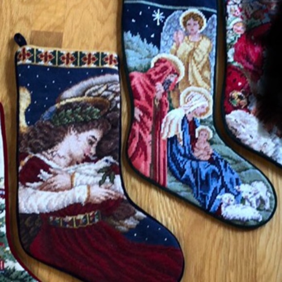 2 Beautiful Needlepoint Stockings - Picture 1 of 1